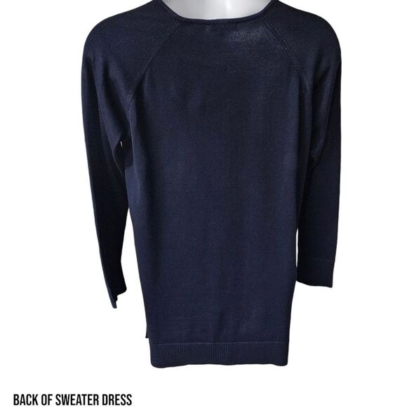 JEANNE PIERRE Women's Dark Blue Super Soft Cotton Mini Sweater Dress SIZE XL - Picture 11 of 14